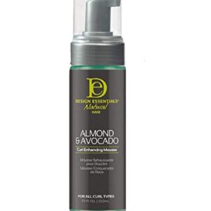 Design Essentials Natural Curl Enhancing Mousse, Quick Drying Must-Have for Perfectly Defined Luminous Curls-Almond & Avocado Collection, 7.5 Fl Oz