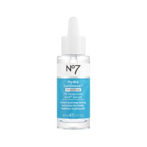 No7 HydraLuminous+ 2% Hyaluronic Acid Serum - Hydrating Facial Serum with 5% Vitamin B3 Niacinamide to Support Skin Barrier Repair - For Visibly Radiant & Healthier-Looking Skin (1 Fl Oz)