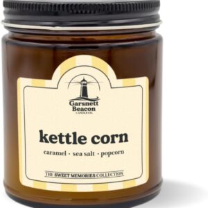 Kettle Corn Candle | Caramel, Sea Salt, Popcorn Scented Candle | Great for Home, Office | 100% Natural Soy Wax - 40+ Hour Burn Time | Handcrafted by Garsnett Beacon Candle Co. in The USA
