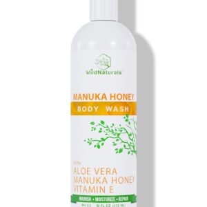 Manuka Honey Eczema and Psoriasis Body Wash – Organic, Natural Body Wash with Aloe Vera, Cehami, and Manuka Honey – Plant-Based, Sulfate-Free, Cruelty-Free Skincare