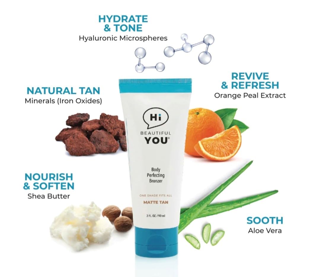 BE YOU BODY Leg Perfecting Bronzer 6 oz Instant Waterproof Wash Off Natural Tan - Image 4