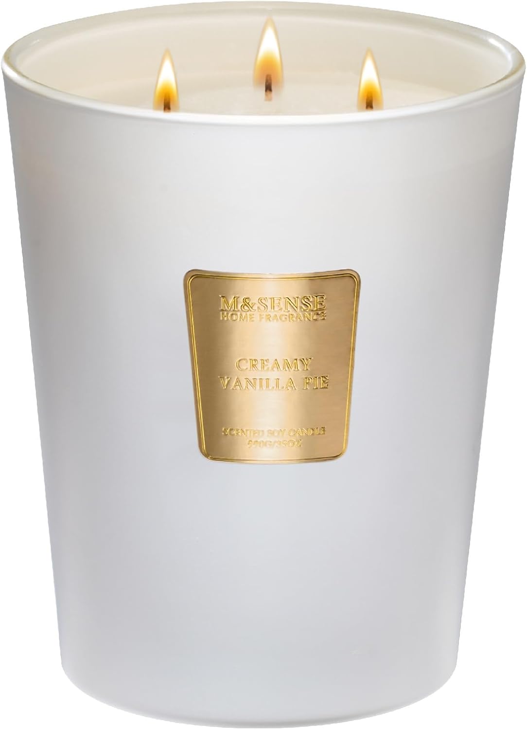 M&SENSE Extra Large Candle Creamy Vanilla Scented, 3-Wick 35oz 150H Long Lasting Candle, Natural Soy Wax Aromatherapy Candle for Stress Relief, Home Fragrance Housewarming Gifts Candle for Home Decor