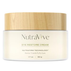 NutraVive Eye Restore Cream – Under Eye Cream For Puffiness And Bags Under Eyes, 1.7 Oz – Revive, Firm & Lift Tired Eyes & Reduce Fine Lines & Wrinkles – Anti-Aging Collagen Boosting for Men & Women