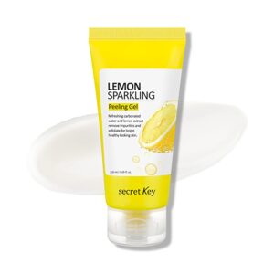 SECRETKEY Lemon Sparkling Peeling Gel, Deep Cleansing, Exfoliation, Skin Moisturization, Low Irritation for Sensitive Skin fl. 4.05 oz / 120 ml, Vitamin C and Refreshing Carbonated Water Synergy