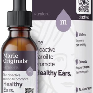 Marie Originals Natural Ear Oil Drops | Mullein Garlic Oil Ear Drops for Infection Prevention, Herbal Ear Ache Drops for Adults, Kids & Pets, Soothes Ear Pain & Wax Removal, Earache Remedies (1 Pack)
