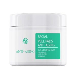 35% Glycolic Acid Facial & Body Peel, Exfoliating AHA Resurfacing Pads, Vitamins B5, C & E, Green Tea, Fine Lines & Wrinkles - 50 Pads