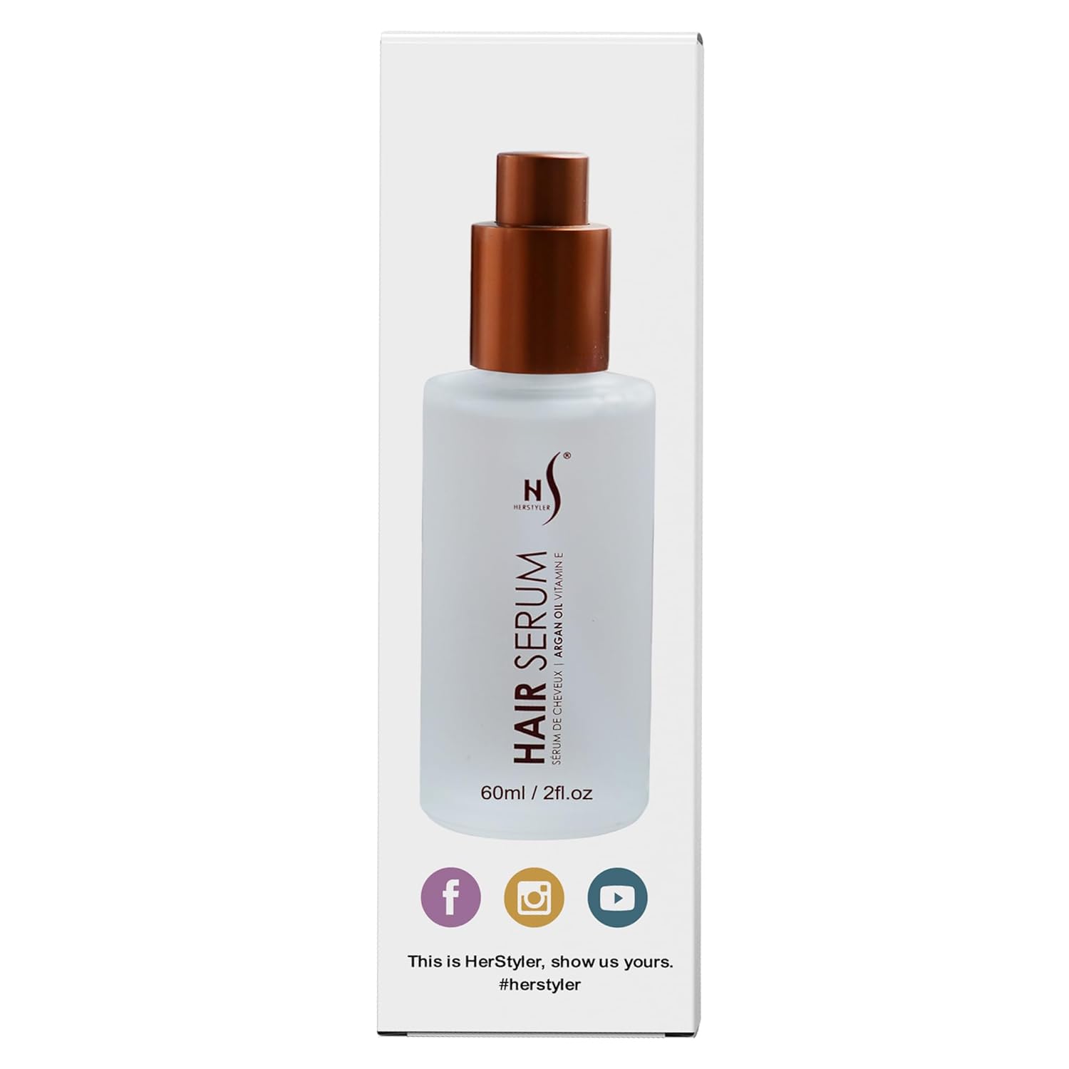HerStyler Argan Oil Hair Repair Serum for Frizzy Damaged Hair, 2 Oz Bottle - Image 3
