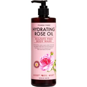 Hydrating Rose Oil Body Wash for Women and Men - Hydrates and Brightens the Skin, Sulfate Free, 100% Cruelty Free, 480ml
