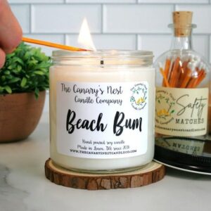 Indulge in Summer with Beach Bum Soy Wax Candle - Pistachio Salted Caramel Scent, Perfect Tropical Gift for Friends, Coastal Home Decor Accent