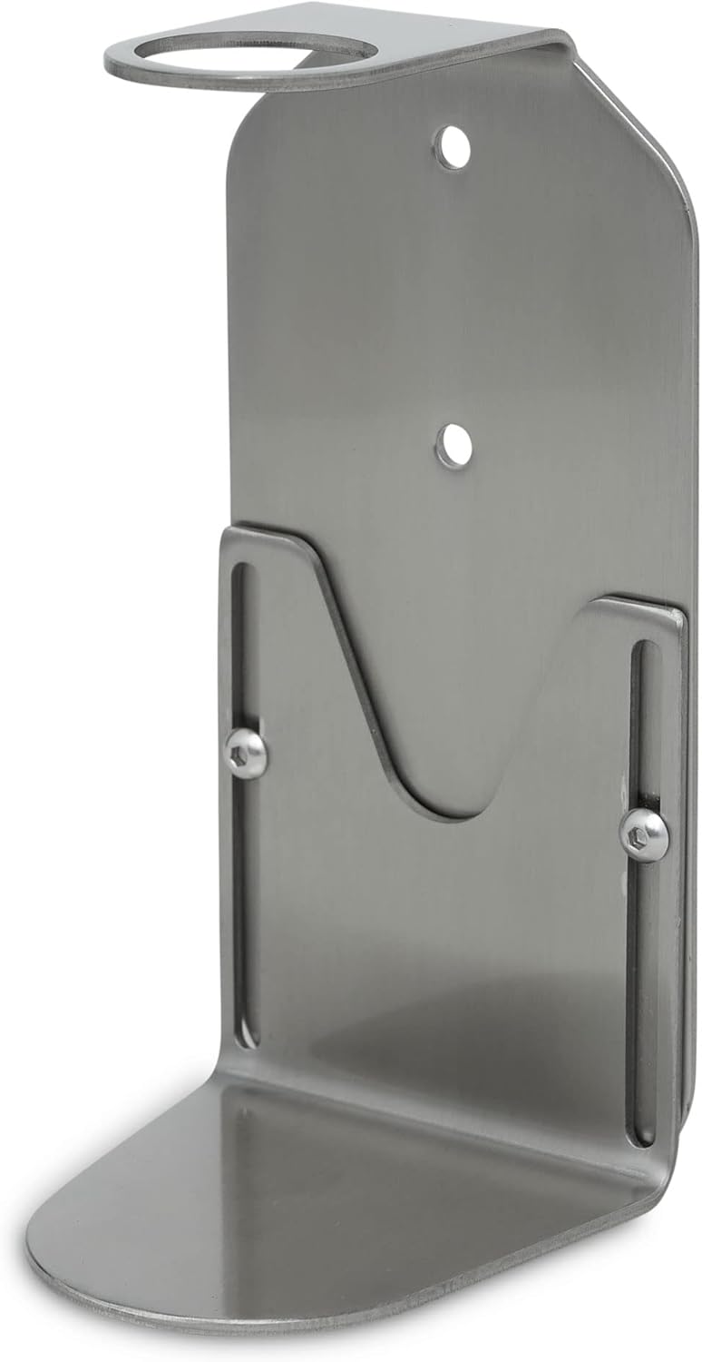 Wall-Mounted Bottle Dispenser Holder Bracket in Brushed Nickle, Silver, and Soap Bottle Brackets, for Bathroom and Kitchen (Single)