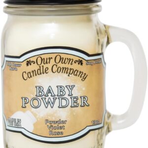 Our Own Candle Company Baby Powder Scented Mason Jar Candle, 100 Hour Burn Time, 13 Ounces