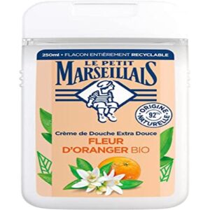 Le Petit Marseillais Extra Gentle Organic Orange Blossom Shower Cream (250 ml bottle) – Shower gel with 92% ingredients of natural origin – Fully recyclable bottle