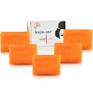 Kojie San Skin Brightening Soap - Original Kojic Acid, Dark Spot Remover Bar Soap with Coconut & Tea Tree Oil - 135g x 5 Bars