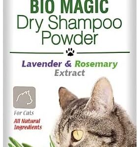 Bio Magic Dry Shampoo Powder with Lavender and Rosemary for Cats | Cleansing and Moisturizing Perfume and Talc Free Suitable for Sensitive Skin - 5.29 oz