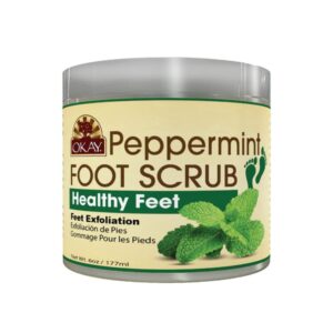 OKAY Peppermint Foot Scrub - Exfoliating Foot Scrub, Foot Exfoliator, Great for Cracked Heels, Pedicures, Dead Skin Remover, Exfoliant for Calluses, Moisturizer for Dry Skin - 6 Oz (Pack of 1)