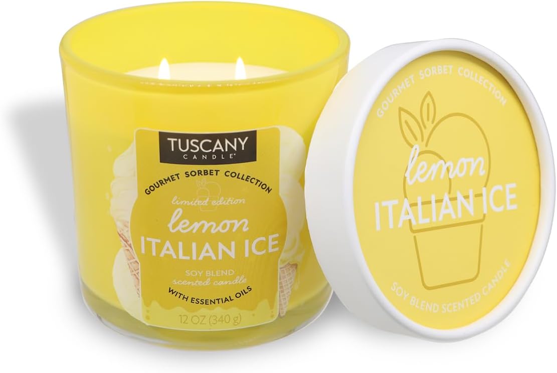 Tuscany Candle Lemon Italian Ice: Citron & Vanilla Scented Summer Candle, 12 oz — Gourmet Sorbet Collection - Image 2