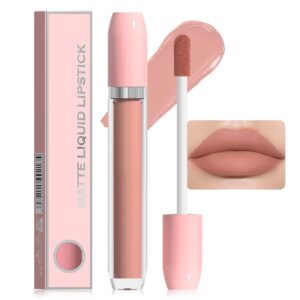 BINGBRUSH Super Matte Longwear No-Budge Stay On Smudge Proof Liquid Lipstick Long Lasting Makeup for Women,Highly Pigmented Color and Instant Shine, Cheeky, Soft Matte Lip Cream Lightweight Lipgloss