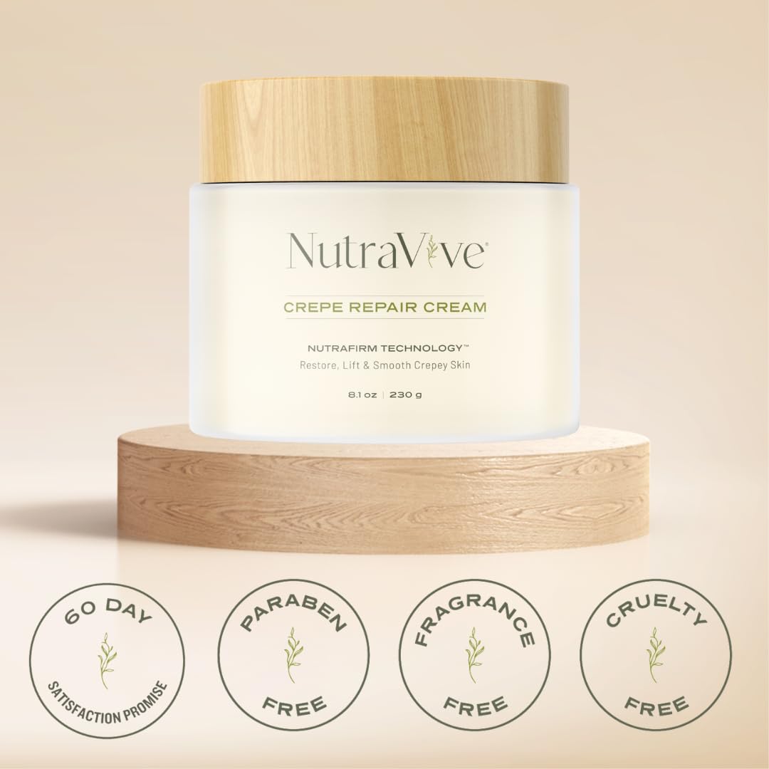 NutraVive Anti-Aging Crepe Repair Cream 8.1 Oz Body, Neck & Face Treatment - Image 4