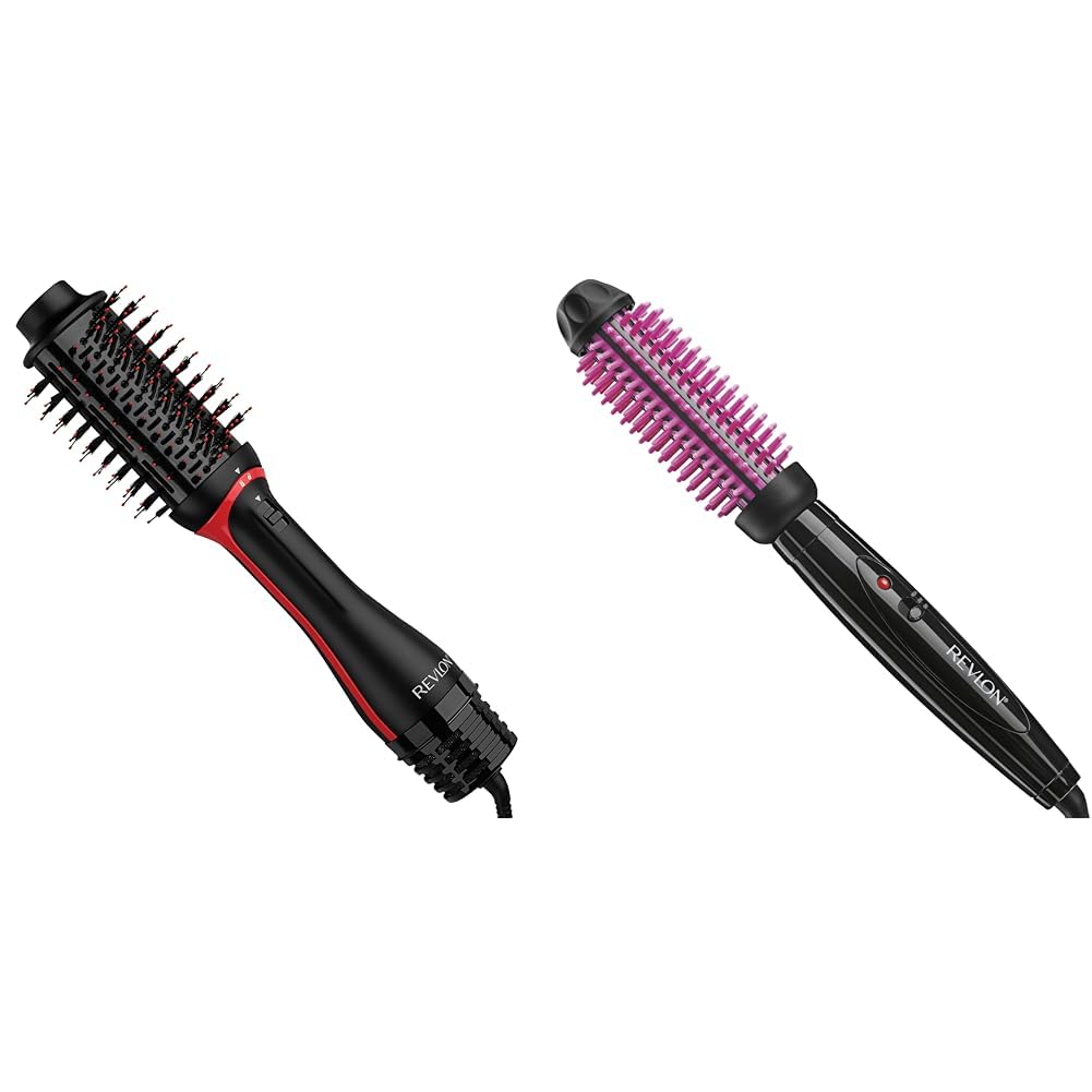 Revlon One Step Volumizer PLUS 2.0 Hair Dryer and Hot Air Brush Bundle with 1 Inch Silicone Bristle Heated Styling Brush