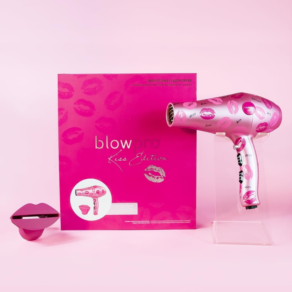 blowpro KISS Edition Titanium Dryer, Reduces Drying Time, 3 Speed & Temp Settings, Pure-Air Tech, 6-White LED Lights, Removable Filter, Cool Shot Button, Comes w/Concentrator! - Image 2