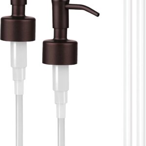 Amoliar Mason Jar Liquid Soap Dispenser Pump, Stainless Steel Replacement Pump for Dish Soap, Lotion, Hand Soap, Cute Farmhouse Decor, Refill Soap Pump, Bronze 2 Pack, Extra 1 Set Label, 2 Long Tube