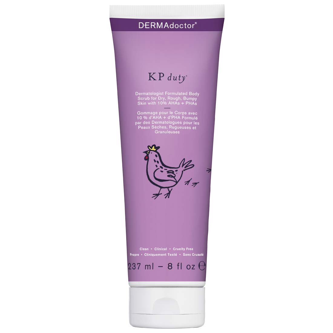 DERMAdoctor KP Duty Body Scrub Dermatologist Formulated Exfoliant for Keratosis Pilaris and Dry, Rough, Bumpy Skin with 10% AHAs + PHAs, 8 fl oz
