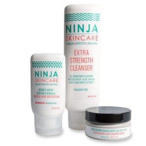 Extra Strength Oil Removing Cleanser with Sulfur Topical Acne Medication and 10% Sulfur Exfoliating Mask-Starter Kit with Combination Skin – Benzoyl Peroxide Free Paraben Free
