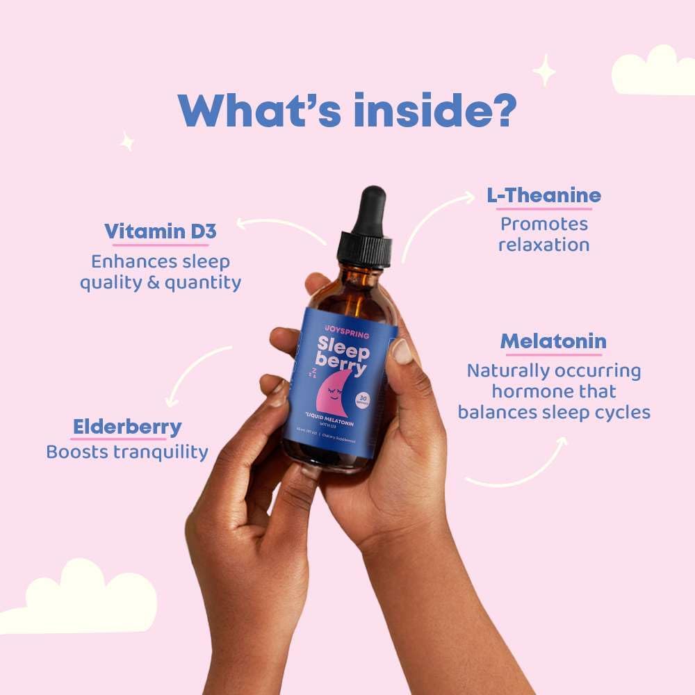SleepBerry Kid's Natural Sleep Aid Liquid Melatonin 1 Fl oz with Elderberry & Vitamin D - Image 6
