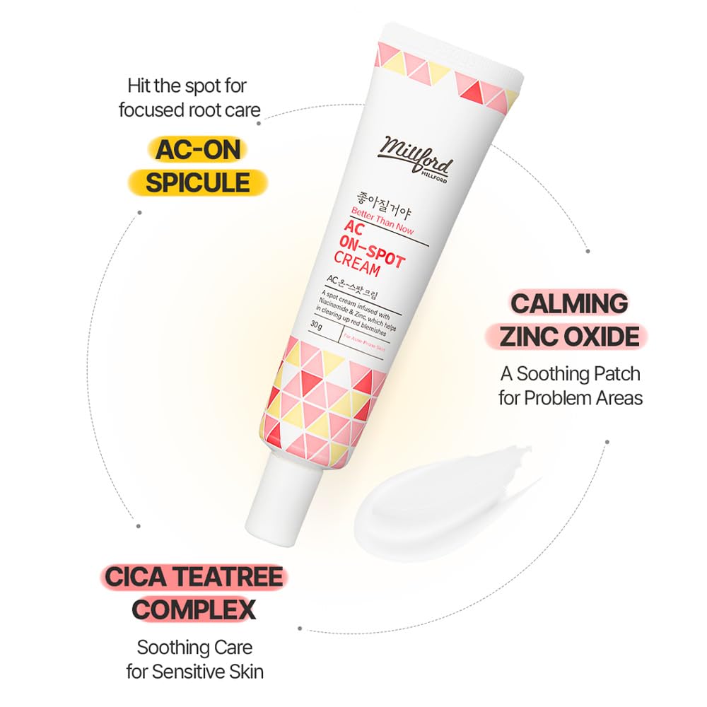 AC On-Spot Cream 30g/1.05 Oz, Zinc Oxide 10%, Niacinamide 2% for Active Skin Repair, Acne Spot Treatment for Face, Blemish Care, Dark Spot, Korean Skincare for Sensitive & Acne-Prone Skin - Image 2