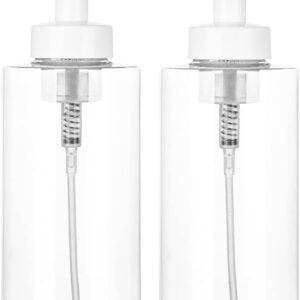 UUJOLY Foaming Soap Dispenser, 17 OZ Refillable Plastic Soap Pump Bottle for Liquid Soap, Shampoo, Body Wash, 2 Pcs, Clear
