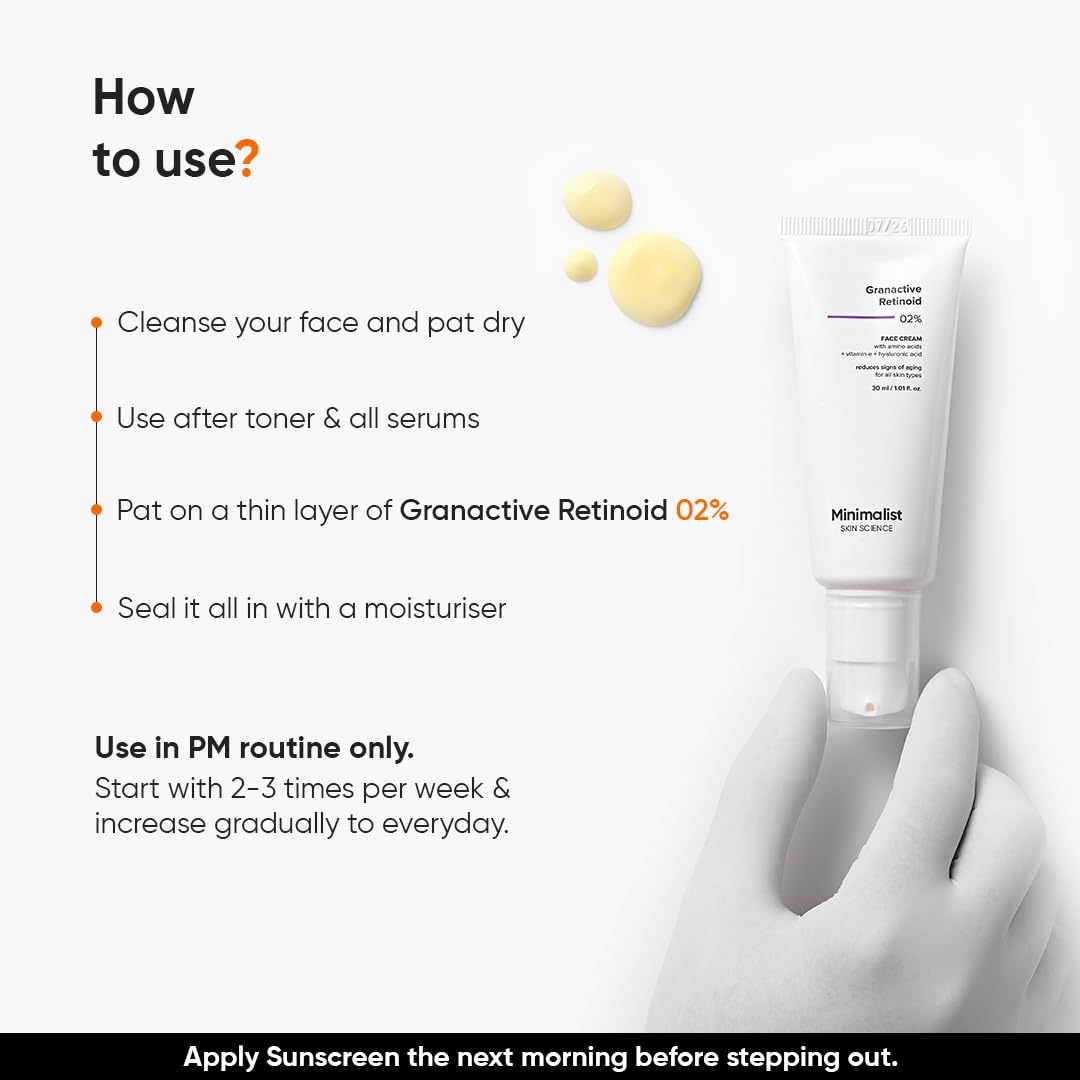 Minimalist 2% Retinoid Anti Aging Night Cream for Wrinkles & Fine Lines | Improves Skin Elasticity, Stimulates Collagen Production for Radiant & Glowing Skin | 1 Fl Oz / 30 ml - Image 5