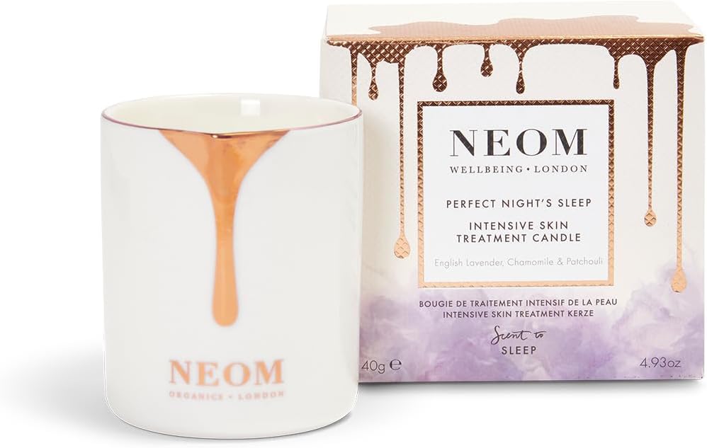 NEOM - Intensive Skin Treatment Candle | 4.93 Fl Oz (140gr) | Lavender, Chamomile & Patchouli | Massage Oil Candle for Sleep | 100% Natural Fragrances | Nourish & Soften | Signature Sleepy Scent