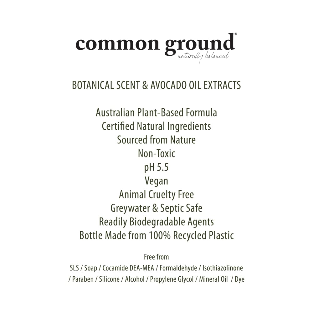 COMMON GROUND All Natural Body Wash - Paraben & Cruelty Free, Organic, Vegan, Plant-Based, Botanical Scent & Avocado Oil Extracts - All Skin Types, Men & Women, Sensitive - Image 2