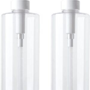 Hand Soap Dispenser Plastic Pump Bottles with Waterproof Label for Bathroom Kitchen, Empty Refillable Liquid Container, 20 oz Clear 2 Pack