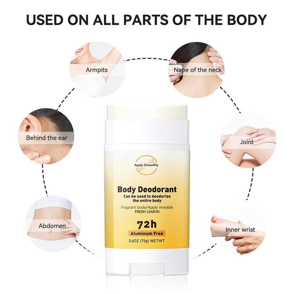 Men and Women's Aluminum-Free Deodorant Stick, 72 Hour Odor Protection, 2.6 Oz Lemon Scent - Image 3