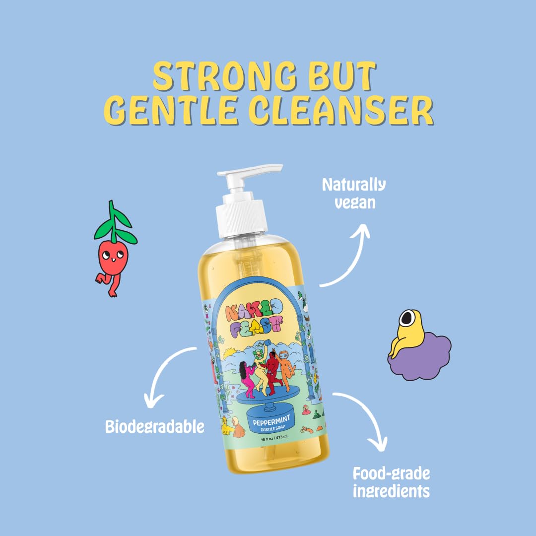Naked Feast Organic Peppermint Olive Oil Castile Liquid Soap Body Wash Hand Soap 16 oz - Image 5
