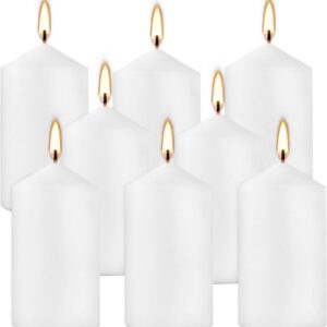2x4 High White Pillar Candles, Set of 8, Unscented. Bulk Buy. Ideal for Wedding, Emergency Lanterns, Spa, Aromatherapy, Party