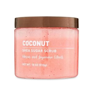 Coconut Hibiscus Shea Sugar Scrub with Sugarcane Extract, 18 oz.