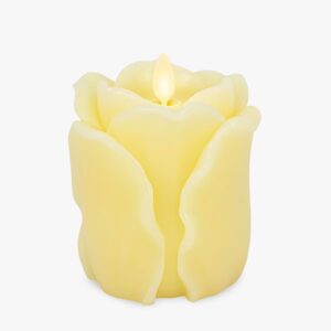 Luminara Lemon Chiffon Rose Flameless Candle - 3.6" x 4.3" Rosebud Pillar - Real Flame Technology w/Flickering LED Light - Perfect for Mother's Day