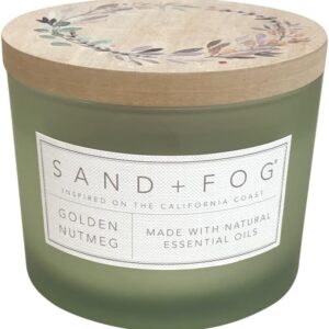 Sand + Fog Scented Candle - Golden Nutmeg – Additional Scents and Sizes – 100% Cotton Lead-Free Wick - Luxury Air Freshening Jar Candles - Perfect Home Decor – 12oz