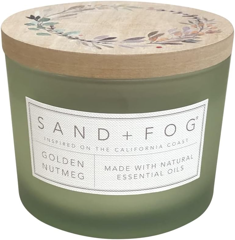 Sand + Fog Scented Candle - Golden Nutmeg – Additional Scents and Sizes – 100% Cotton Lead-Free Wick - Luxury Air Freshening Jar Candles - Perfect Home Decor – 12oz
