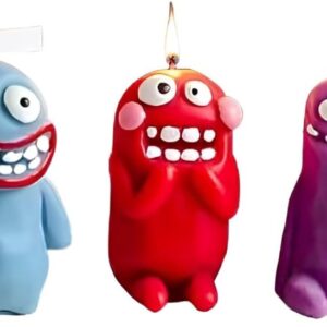 3 Pcs Monster Candles, Happy Birthday Cake Scented Funny Candle, Cute Decor for Party for Women and Men, Cool and Unique Presents idea for mom Brother and Sister