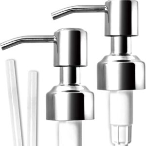 JASAI Durable 304 Rust Proof Stainless Steel Soap Pump, Kitchen Soap Dispenser Pump Replacement for Regular Mouth Bottle, 2 Pack