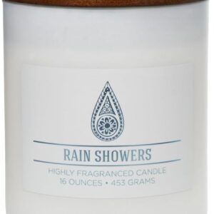 Rain Showers Scented Jar Candle, Wellness Collection, Relaxing Aromatherapy Candle, 2 Wick White Jar Soy Blend Wax Candle for Home, 60hr Burn, 16 oz - USA Poured