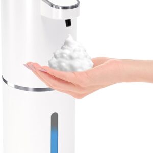 Automatic Foaming Soap Dispenser,Touchless Foam Soap Dispenser,13.5oz Rechargeabled Wall Mounted Smart for Bathroom and Kitchen Dish Soap,Easy for Toddlers(White)