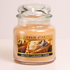 A Cheerful Giver Salted Caramel Cone 16oz Medium Scented Candle Jar with Lid Cheerful Candle 80 Hours of Burn Time, Christmas Gift for Women, Orange