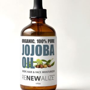 ORGANIC JOJOBA OIL - Cold Pressed, Unrefined in 4 oz Dark Glass Bottle with Dropper | An essential daily or night time moisturizer for face, skin, nails, lips, beard & hair