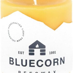 Bluecorn Beeswax 100% Pure Beeswax Pillar Candles | Natural Beeswax Candles, Unscented Yellow Candles | Soy, Paraffin, & Fragrance Free | 3x3, 50 Hour Burn Time | Handmade in Colorado