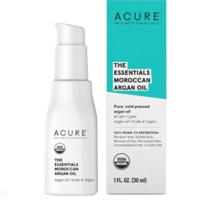 Acure The Essentials Moroccan Argan Oil - Rich in Vitamin E and Essential Fatty Acids - Hydrating & Soothing Multi-Purpose Oil For All Skin & Hair Type - All Natural Pure & Cold Pressed - 1 Fl Oz