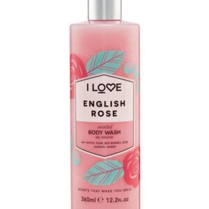 I Love English Rose Scented Body Wash - Moisturizing Body Wash and Foaming Bubble Bath - Rose, Amber, and Jasmine Fragrance - 12.7 oz